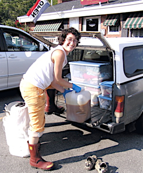 woman at back of car